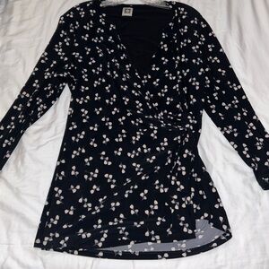 Black Floral Long Sleeve Top